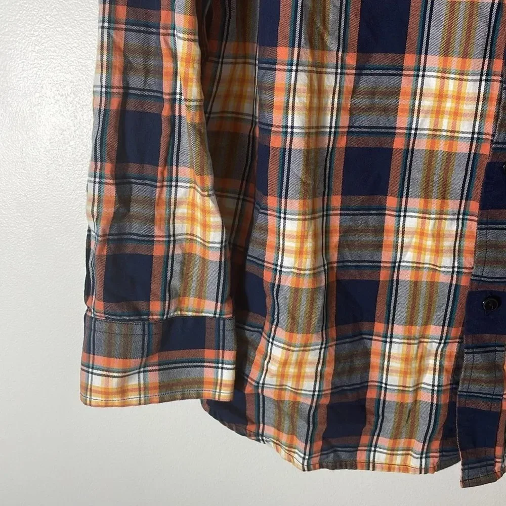 Banana Republic Orange & Blue Lightweight Flannel Size XL